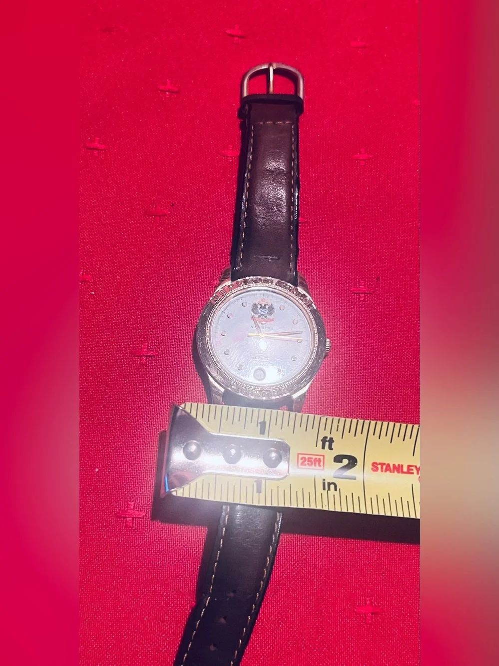 Poljot Admiral Russian Emblem Watch — Brown Leather Strap